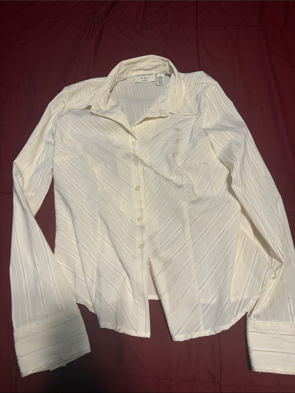 Covington Cream Stripe Button-Front Dress Shirt